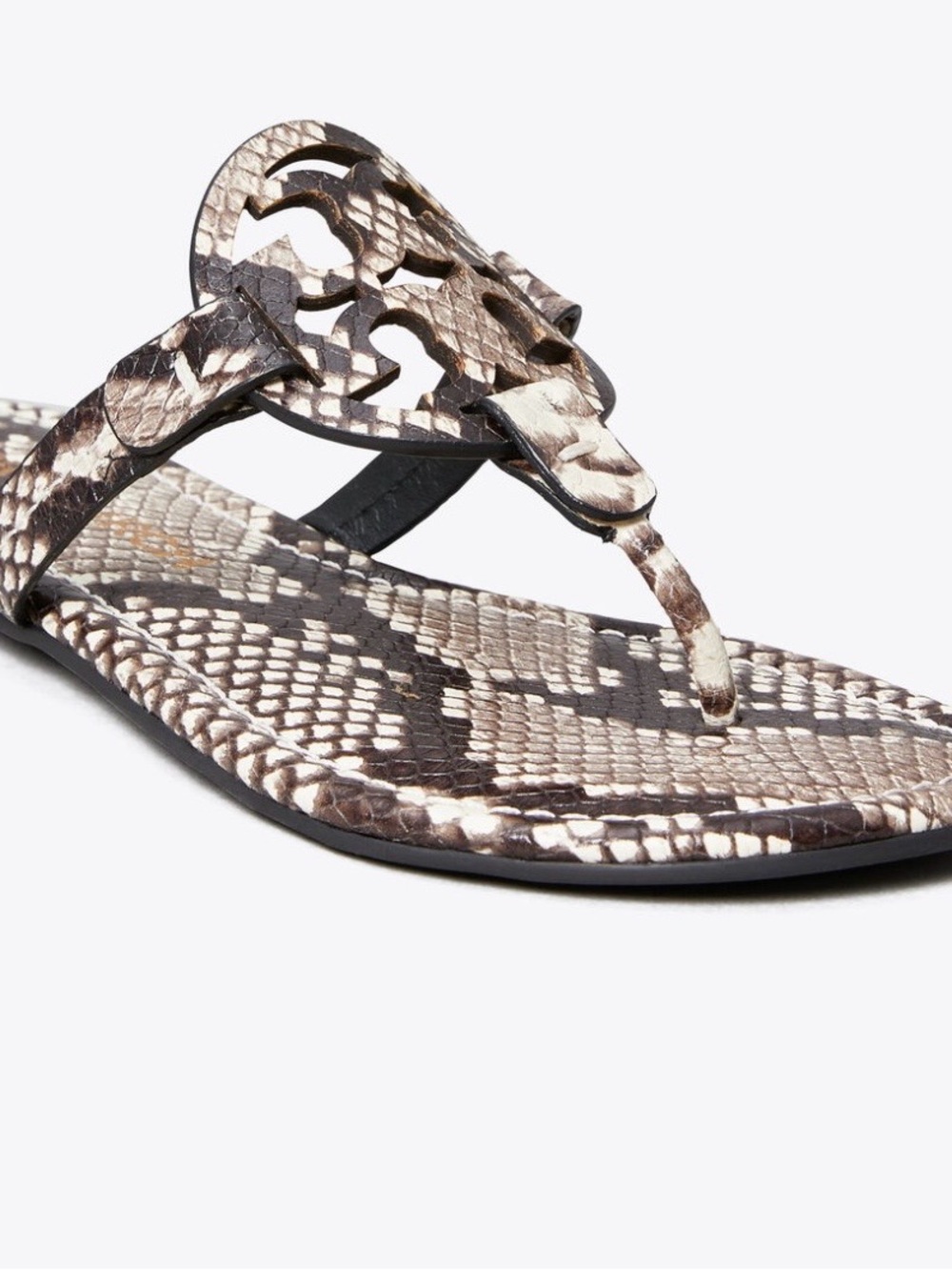 Tory Burch Snake-Print Thong Sandal - Brown & Cream